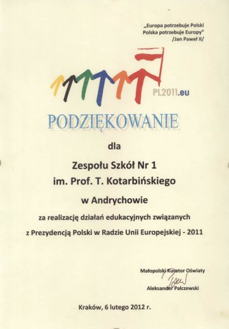 Podziękowania i Wyróżnienia