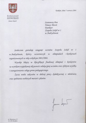 Podziękowania i Wyróżnienia