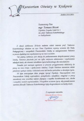 Podziękowania i Wyróżnienia