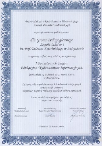 Podziękowania i Wyróżnienia