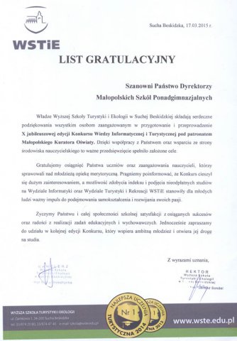 Podziękowania i Wyróżnienia