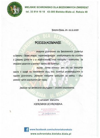 Podziękowania i wyróżnienia