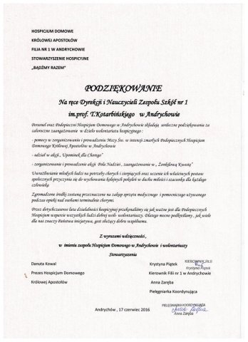 Podziękowania i wyróżnienia