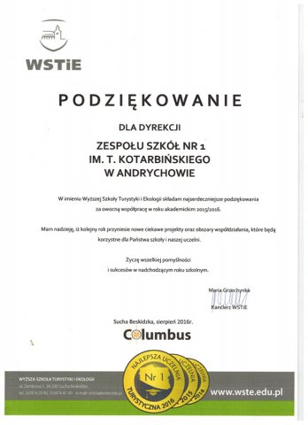 Podziękowania i wyróżnienia