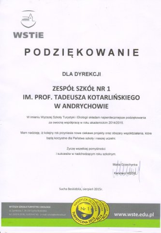 Podziękowania i Wyróżnienia