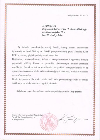 Podziękowania i Wyróżnienia